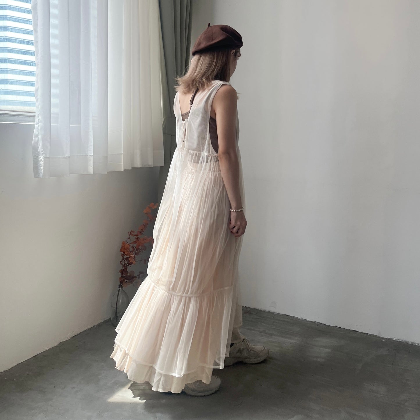 OP44- 2 way Ribbon See-through Ops | Peach | Ivory | Black