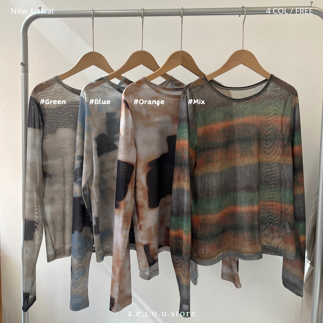 TP466- 4 Color Sheer Top | Orange | Mix | Blue | Green