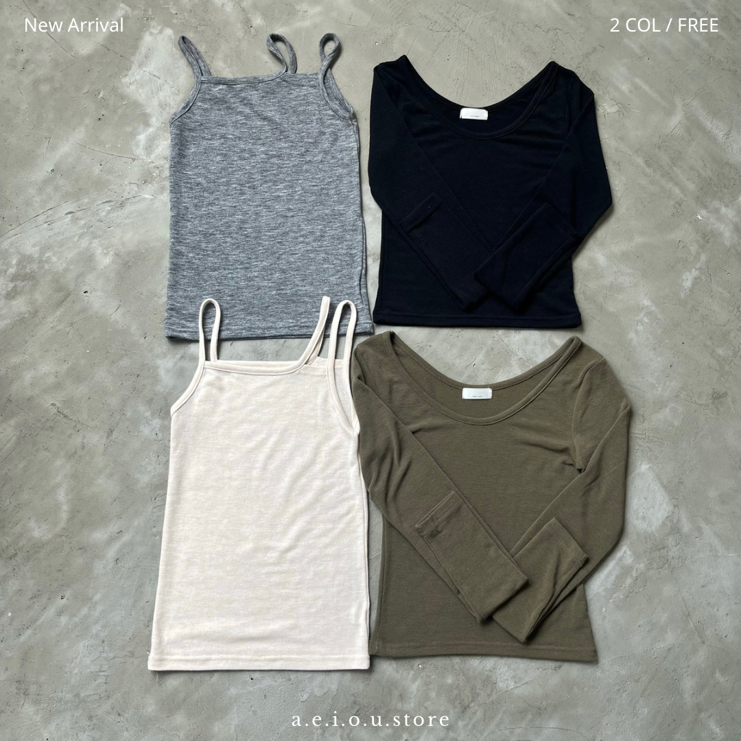 TP197- 三肩帶背心拼色兩件裝 | Beige x Khaki | Black x Grey