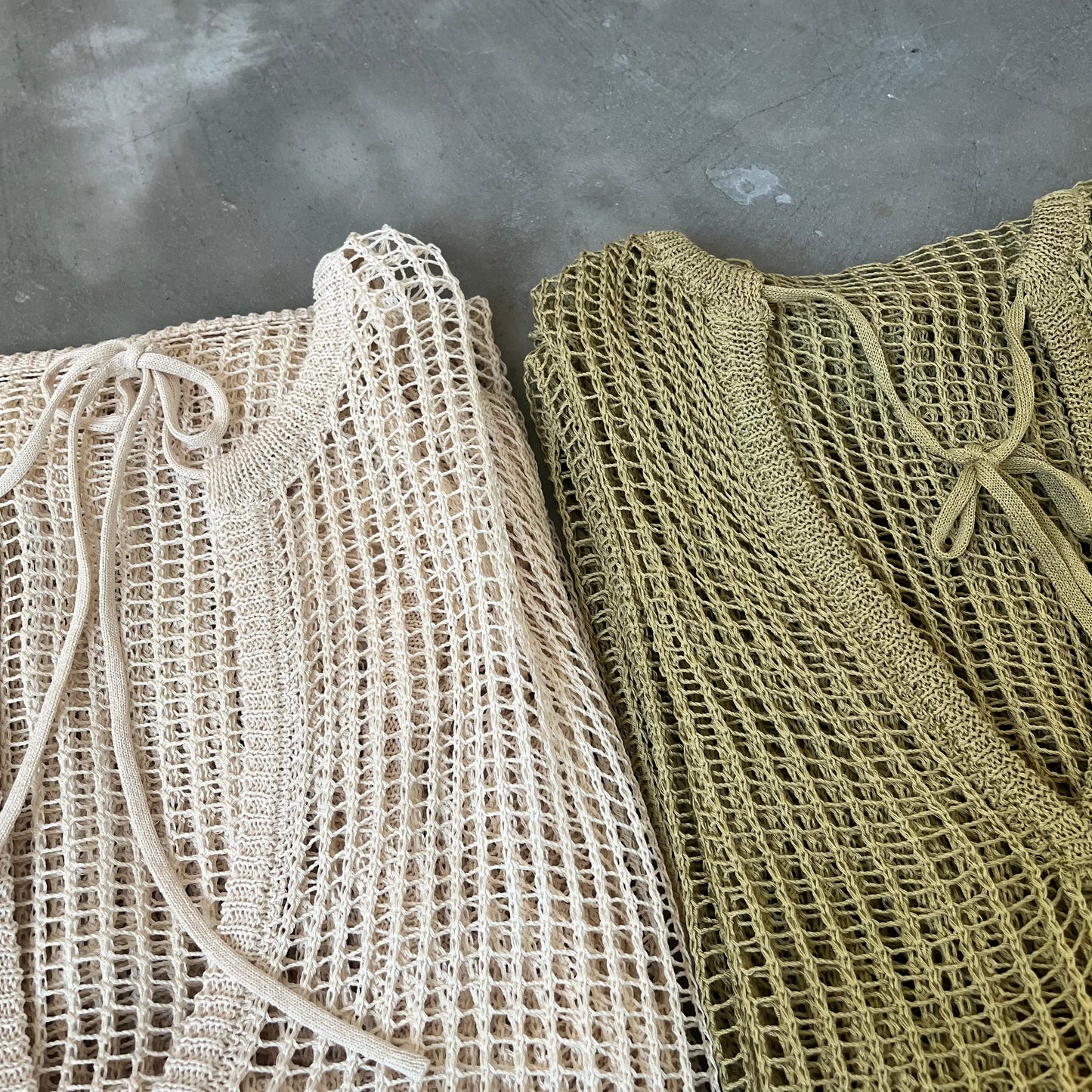 OP40- Long Knit One Piece | Ivory | Green
