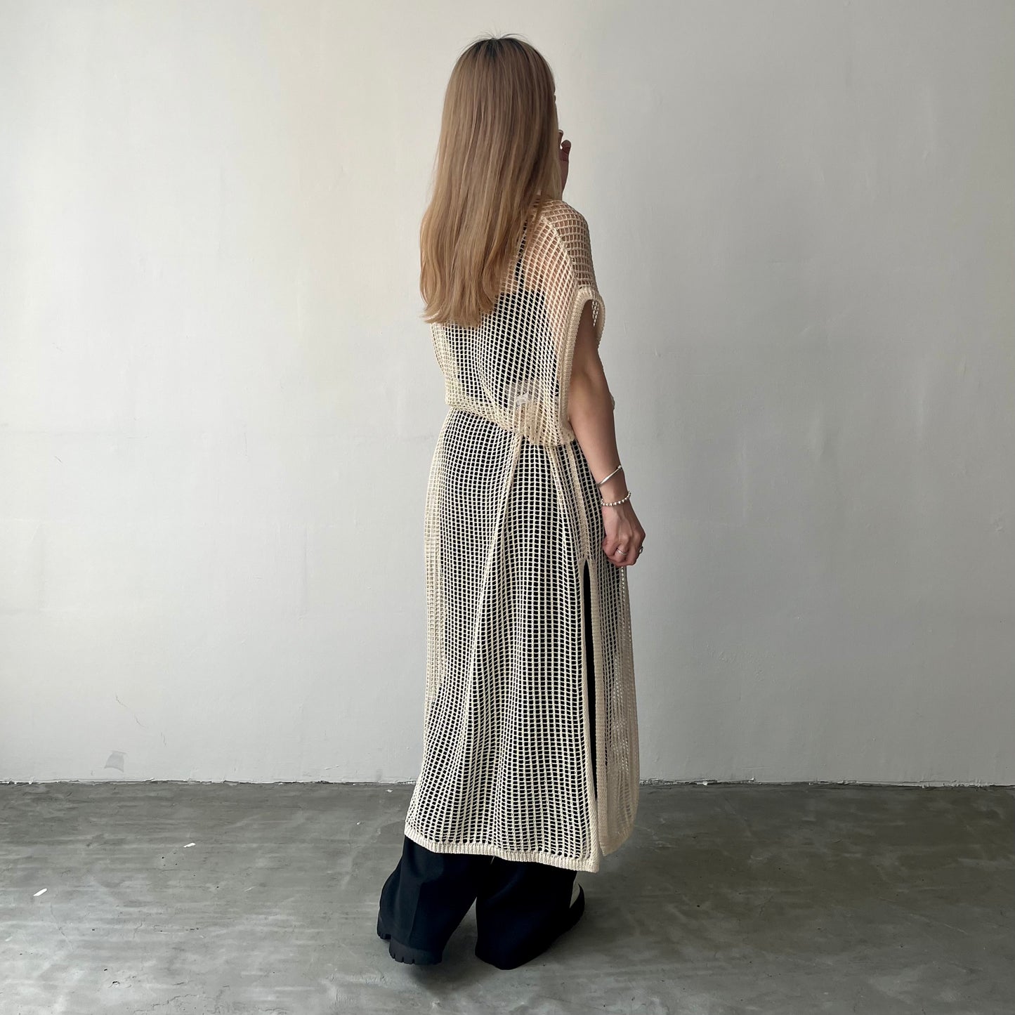 OP40- Long Knit One Piece | Ivory | Green