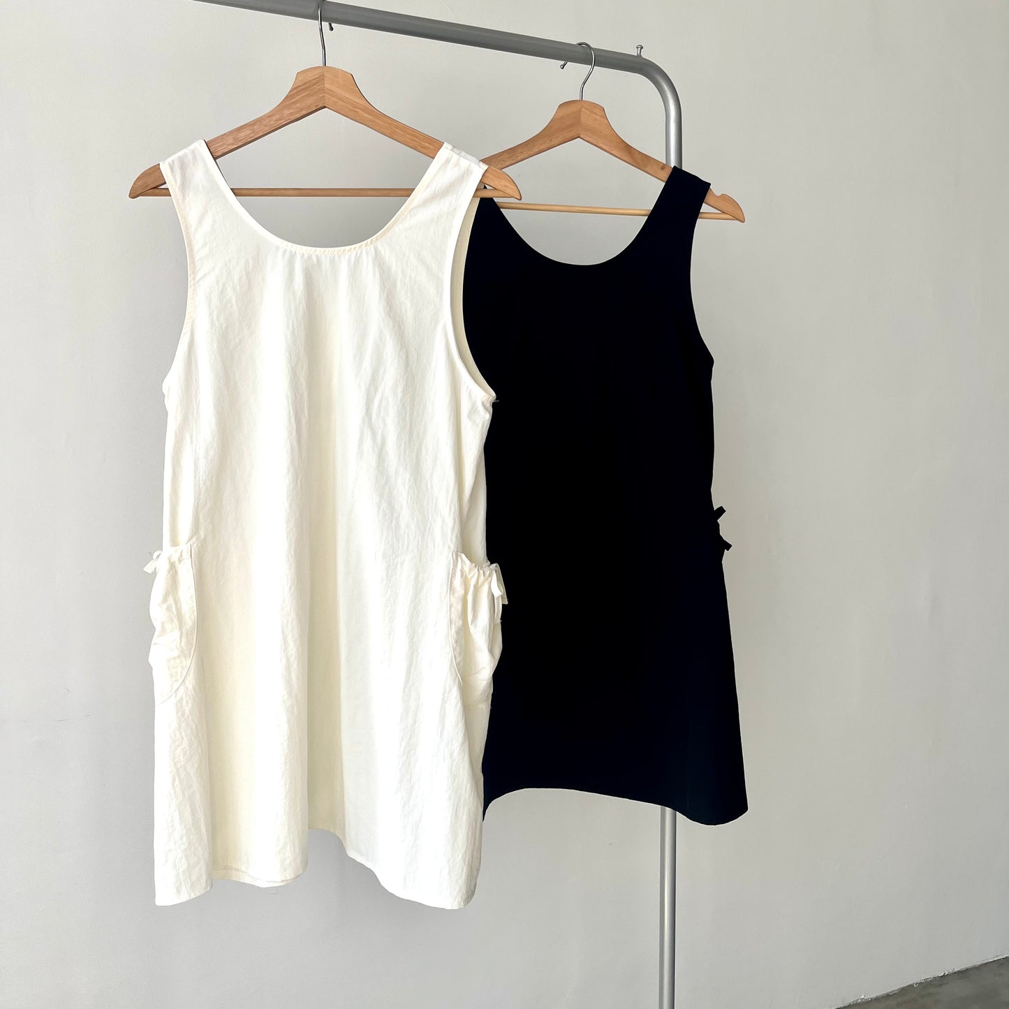 OP32- Short U Shape Mini Dress | White | Black