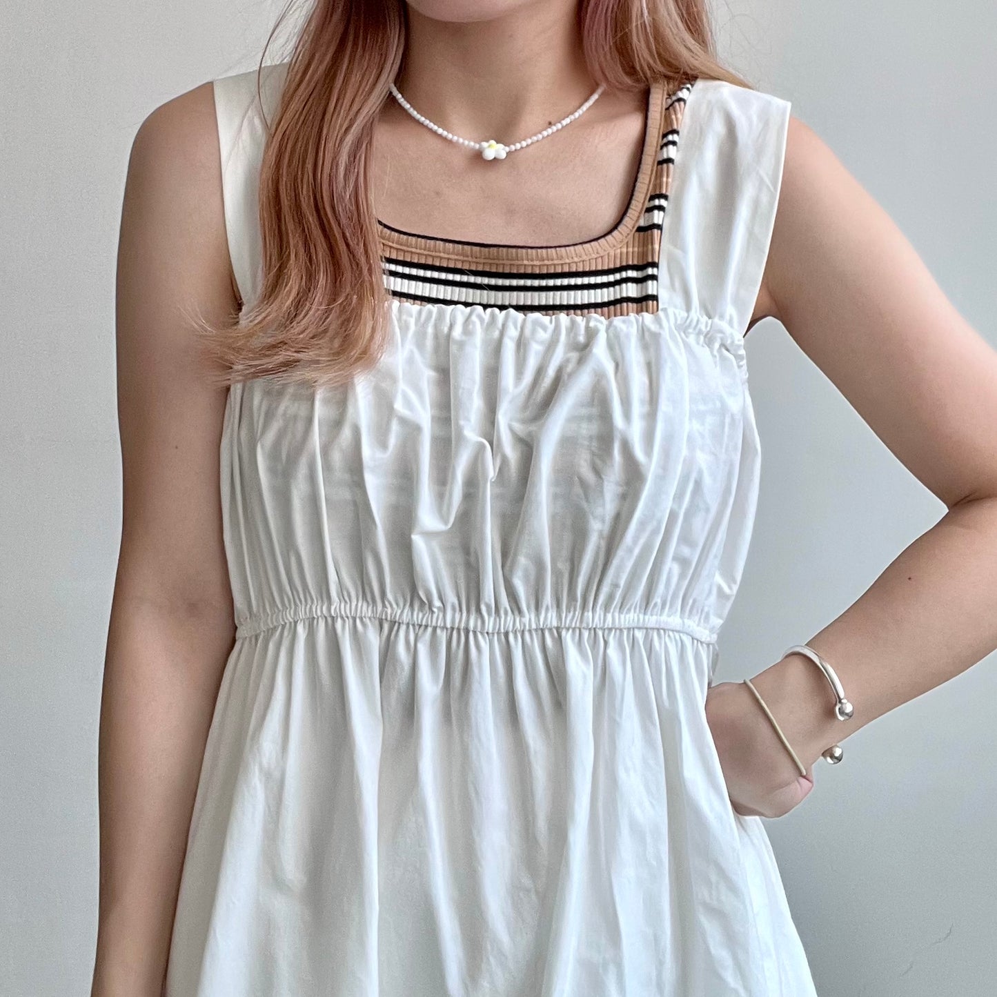 OP34- Thick Shoulder Straps Dress | White | Black