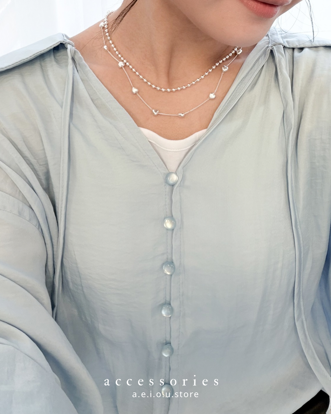 AC312- 啞面心心Set Necklace