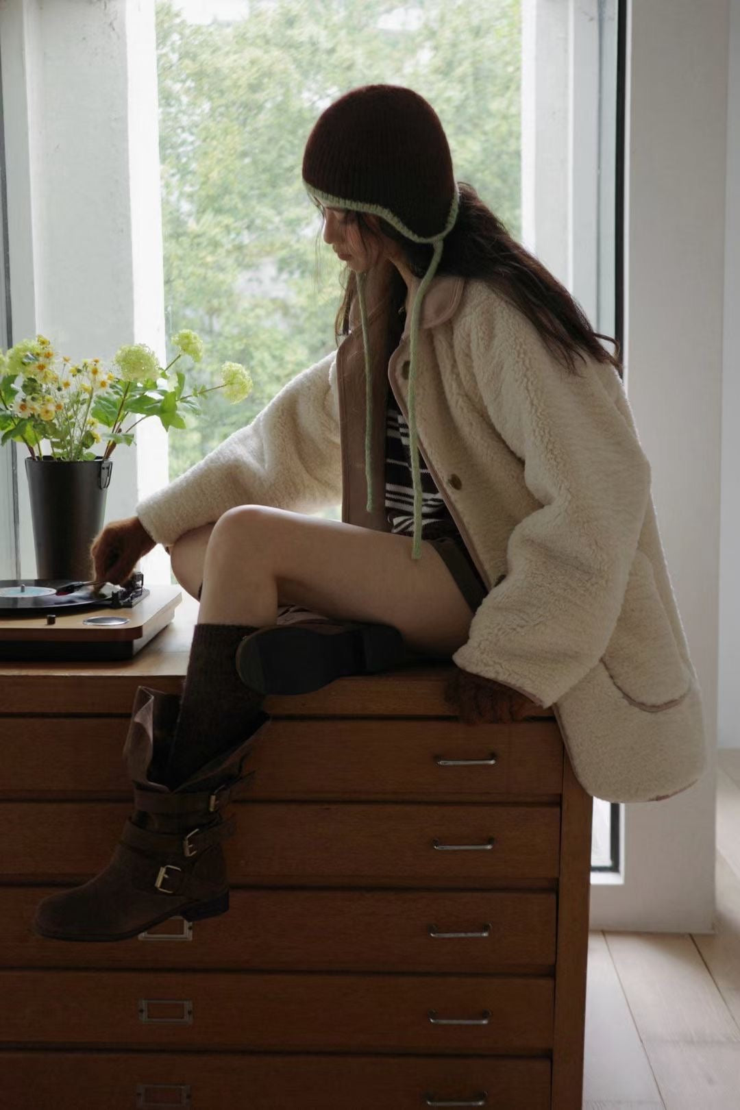 H31- Earflap Hat | Coral | Mint | Brown | Black