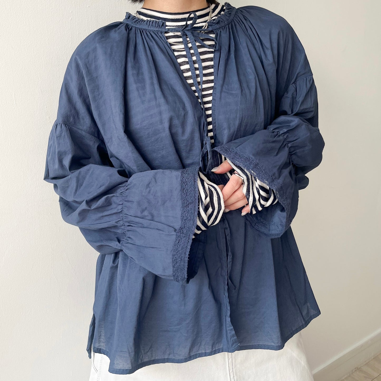 TP461- Ribbon Blouse | White | Green | Navy | Black