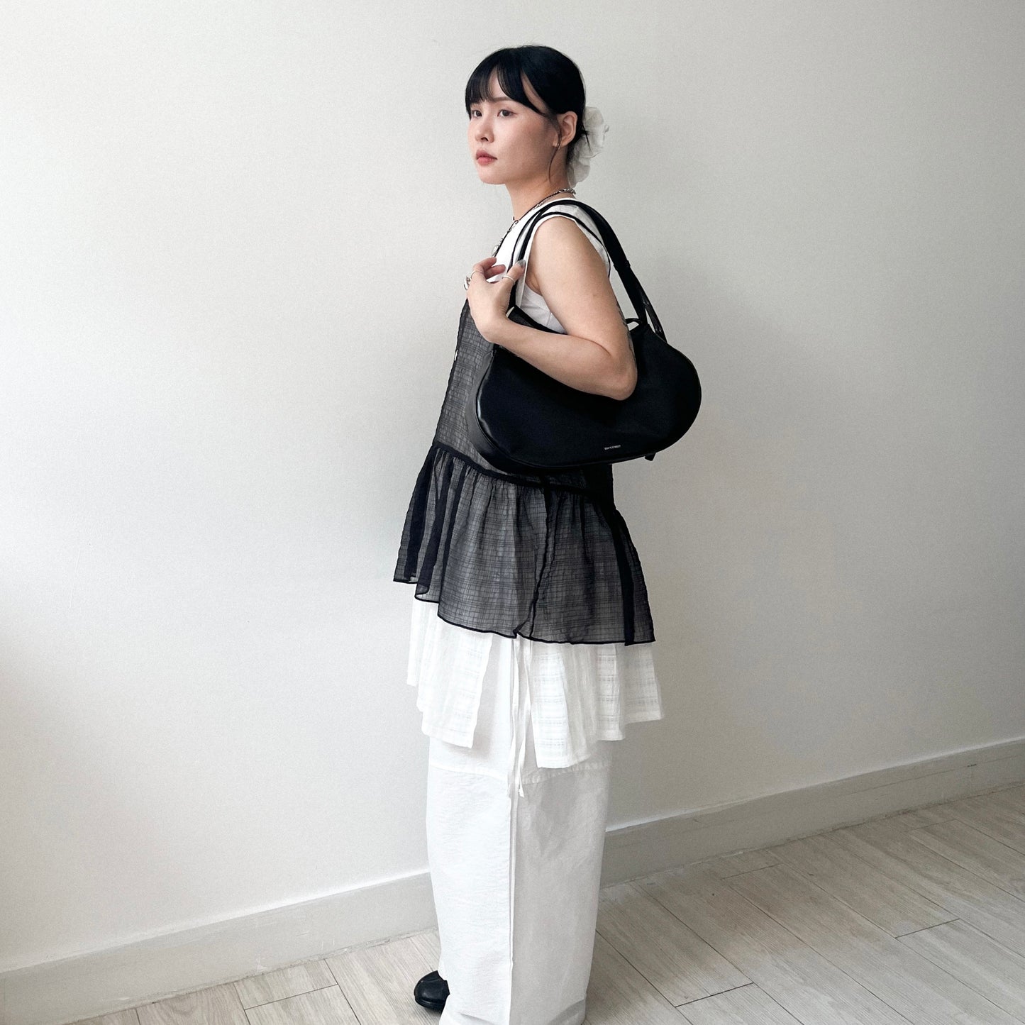 TP641- See-though Checked Vest | White | Blue | Black