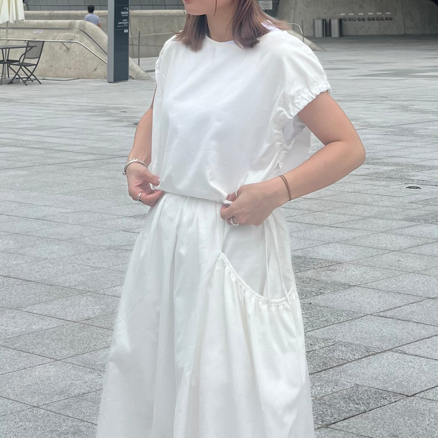 🇰🇷連線新品 SK36- Bobble Pocket Dress | White | Black