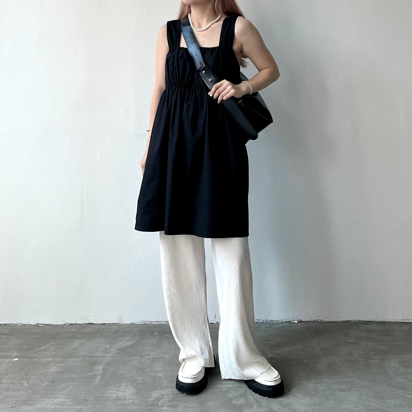 OP34- Thick Shoulder Straps Dress | White | Black