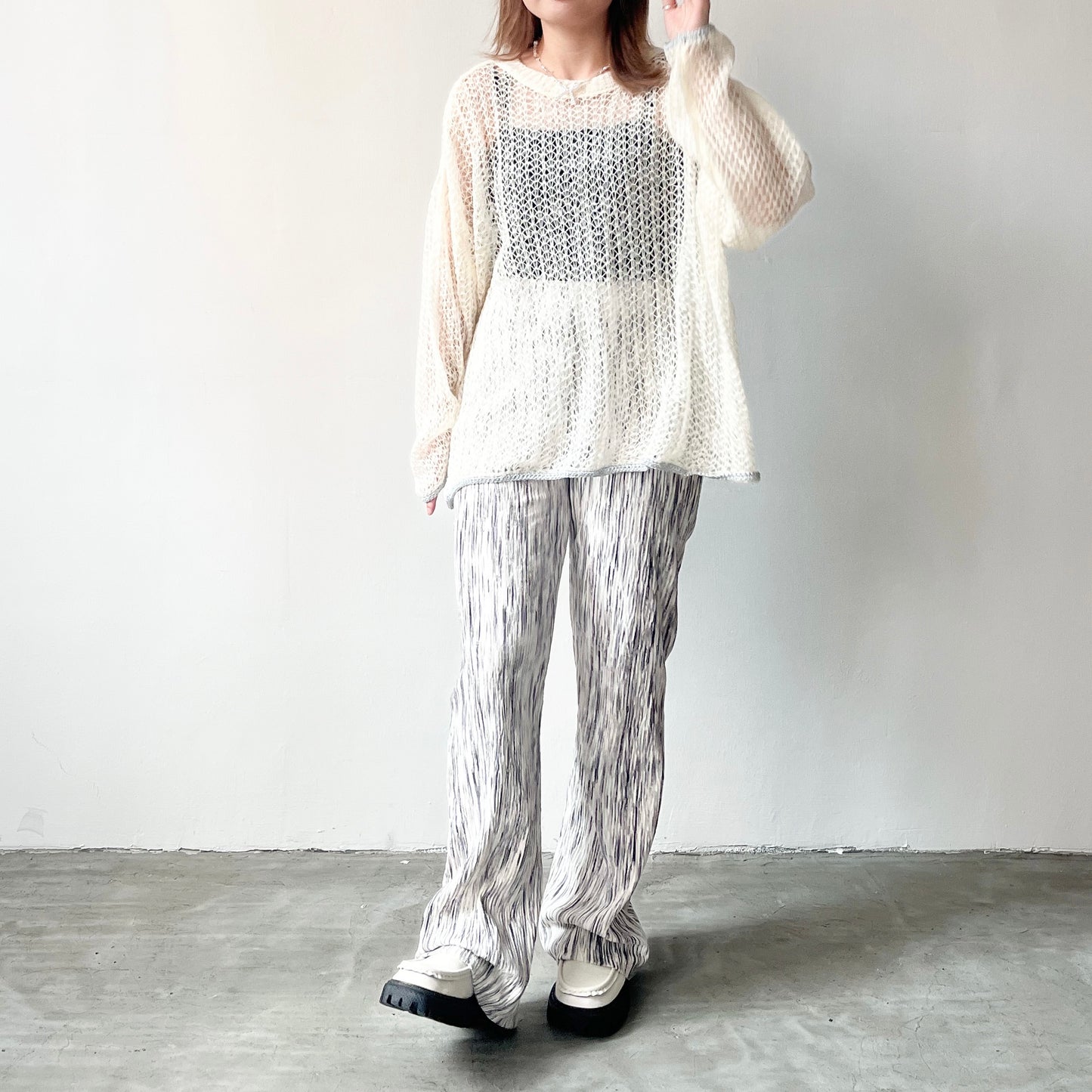 TP210- Knitted Top | Ivory | Light Grey