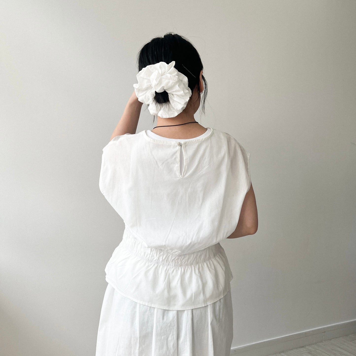 SK124- 麻棉Skirt | White