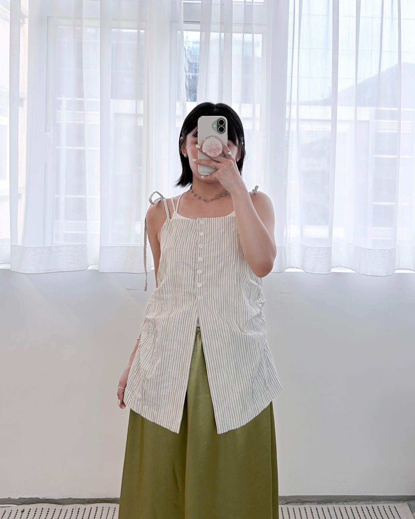 TP823- Ribbon Stripe Folded Vest | Ivory | Blue | Black