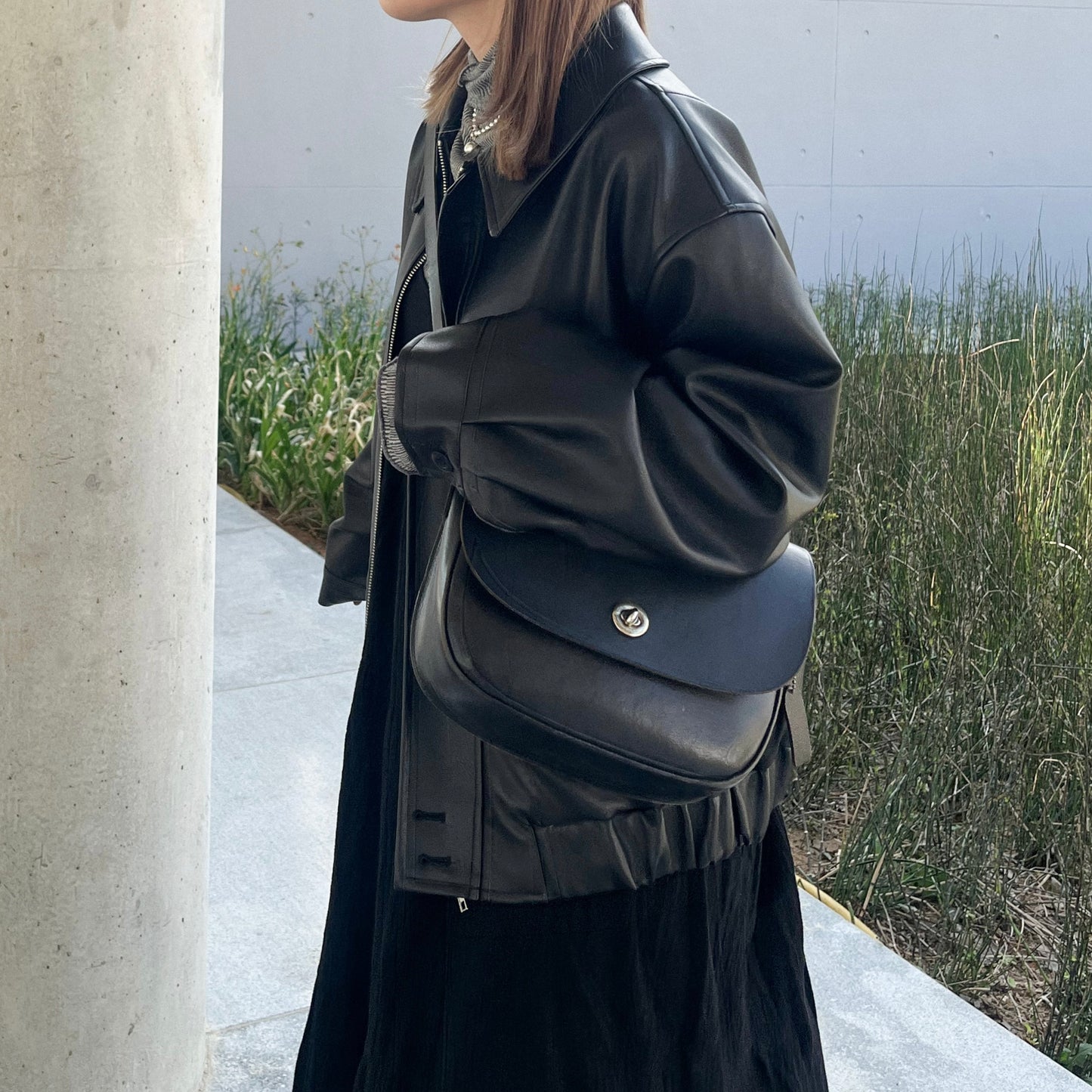 JK02- Leather oversize Jacket | Brown | Black