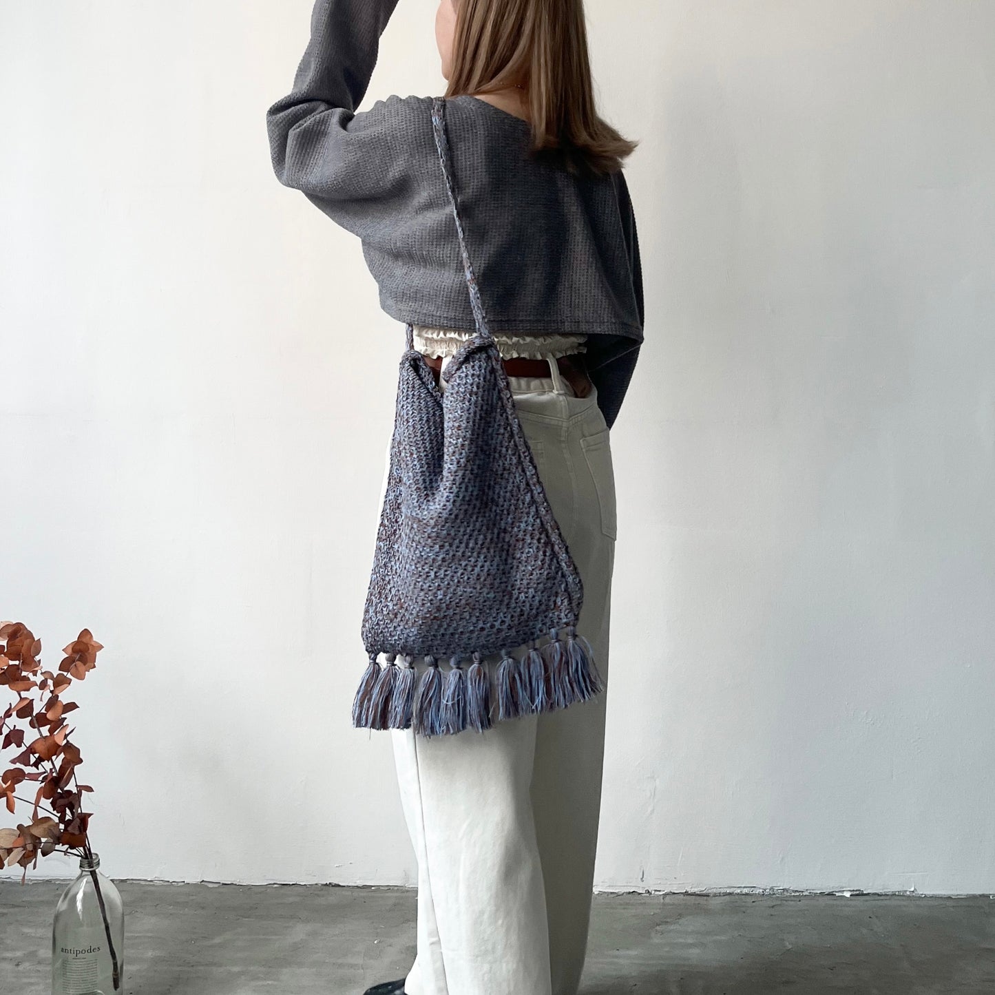 BG24- 2 Way Knitted Bag | Blue | Khaki