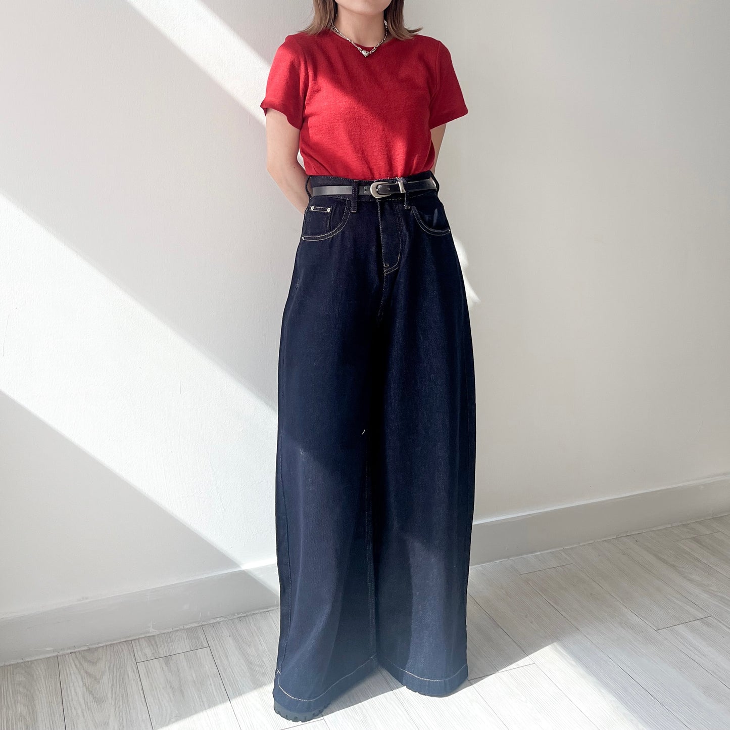 ( must have!! ) PT62- Wide Denim pants | Navy | Blue ( S / M )