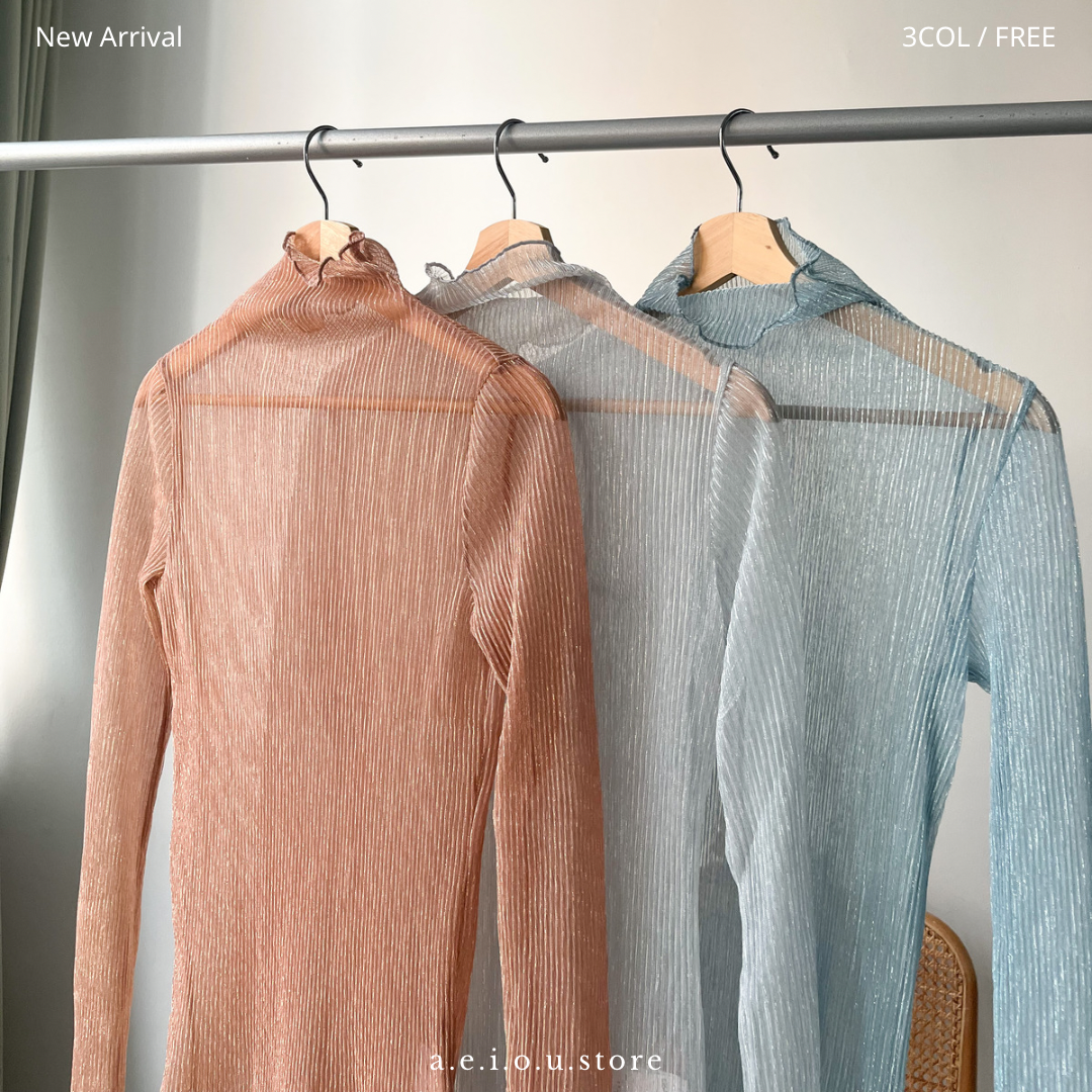 TP211- Bling Pleated Tee | Grey | Blue | Peach