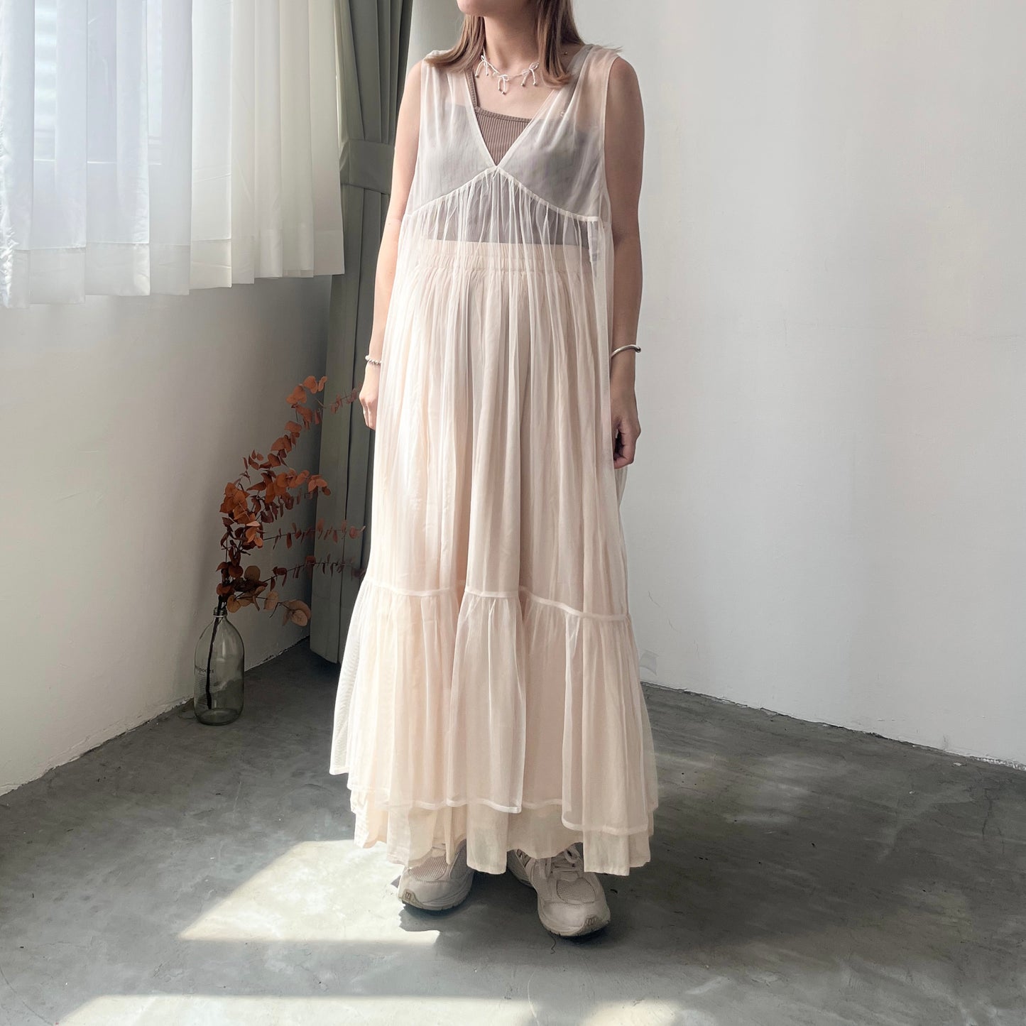 OP44- 2 way Ribbon See-through Ops | Peach | Ivory | Black