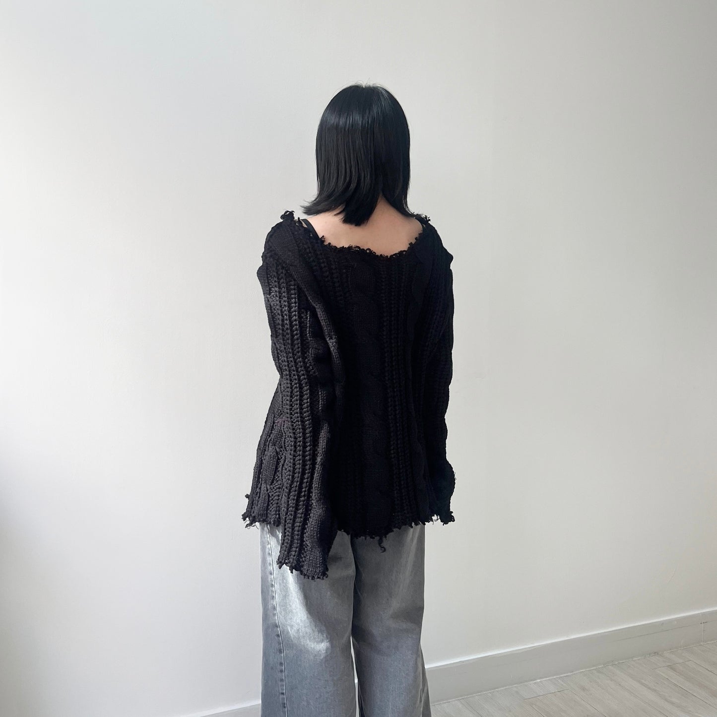 TP443- 破邊粗冷衫 | Ivory | Red | Grey | Black