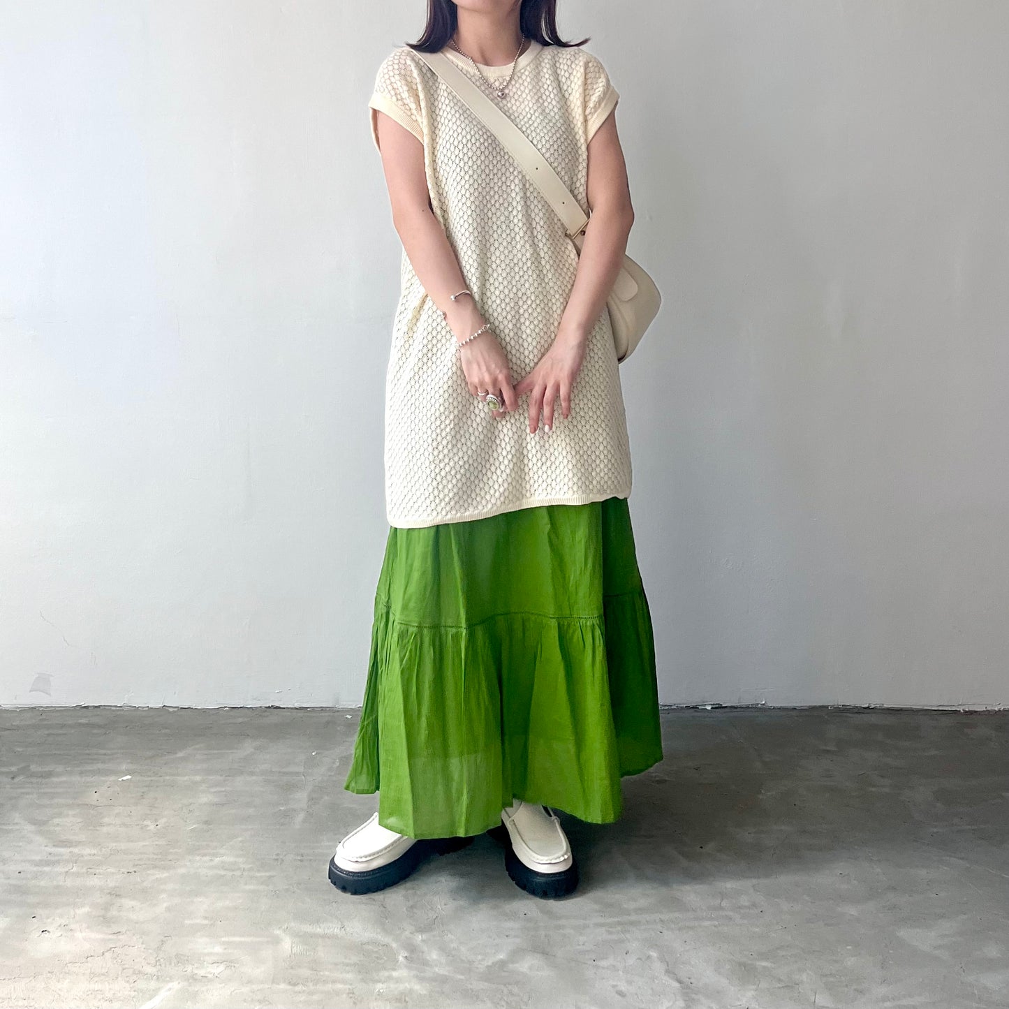 TP169 - Knitwear Vest | Ivory | Green