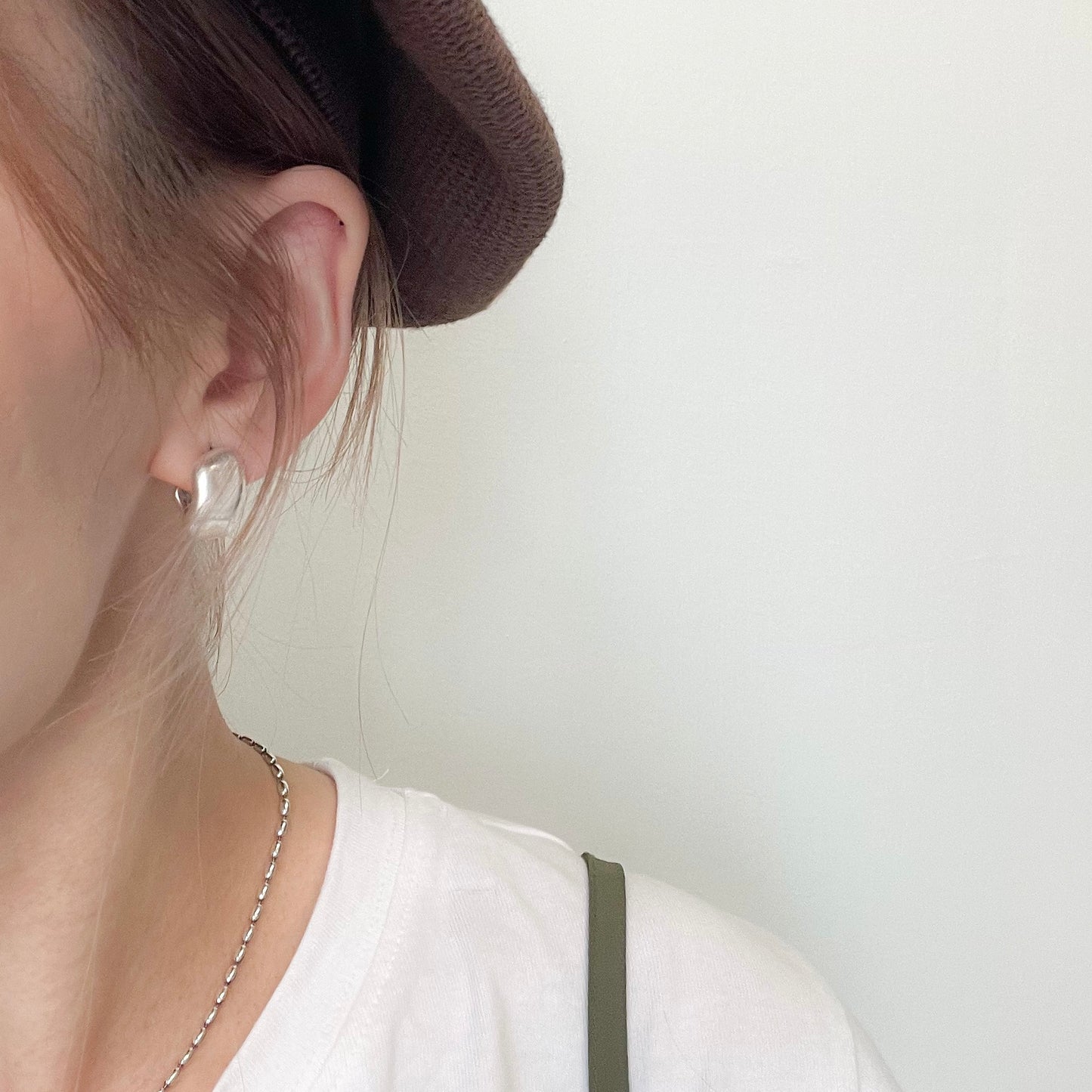 AC55- Half Stone Matte Earrings