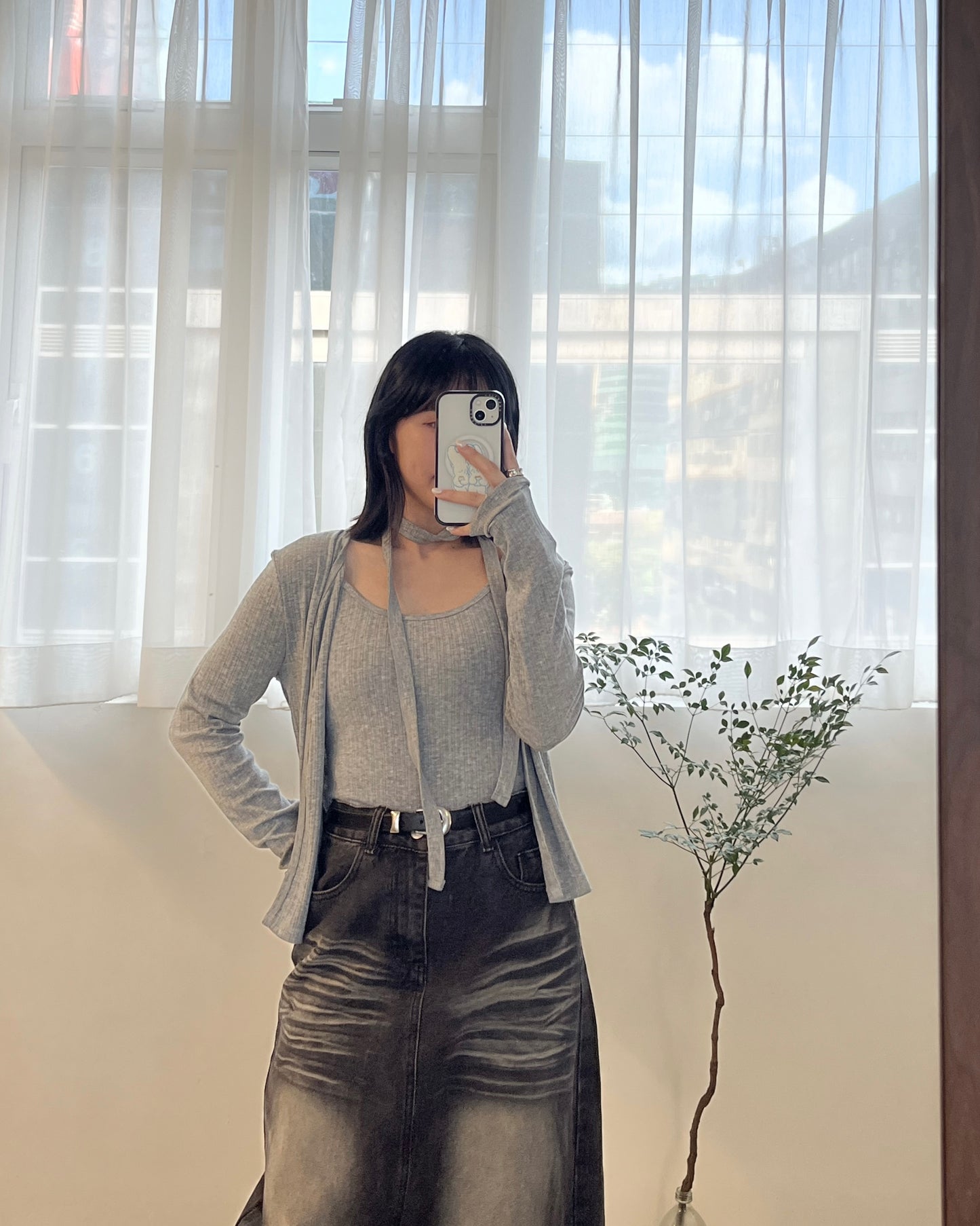 TP668- Vest and Cardigan 3 pcs Set | Grey | Brown | Black