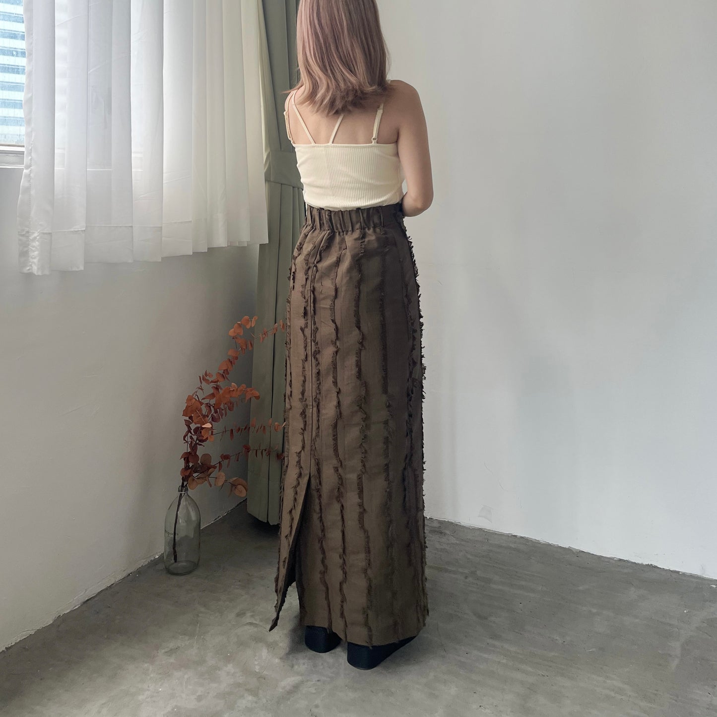 SK40- Stripe Soso Skirt | Khaki | Black