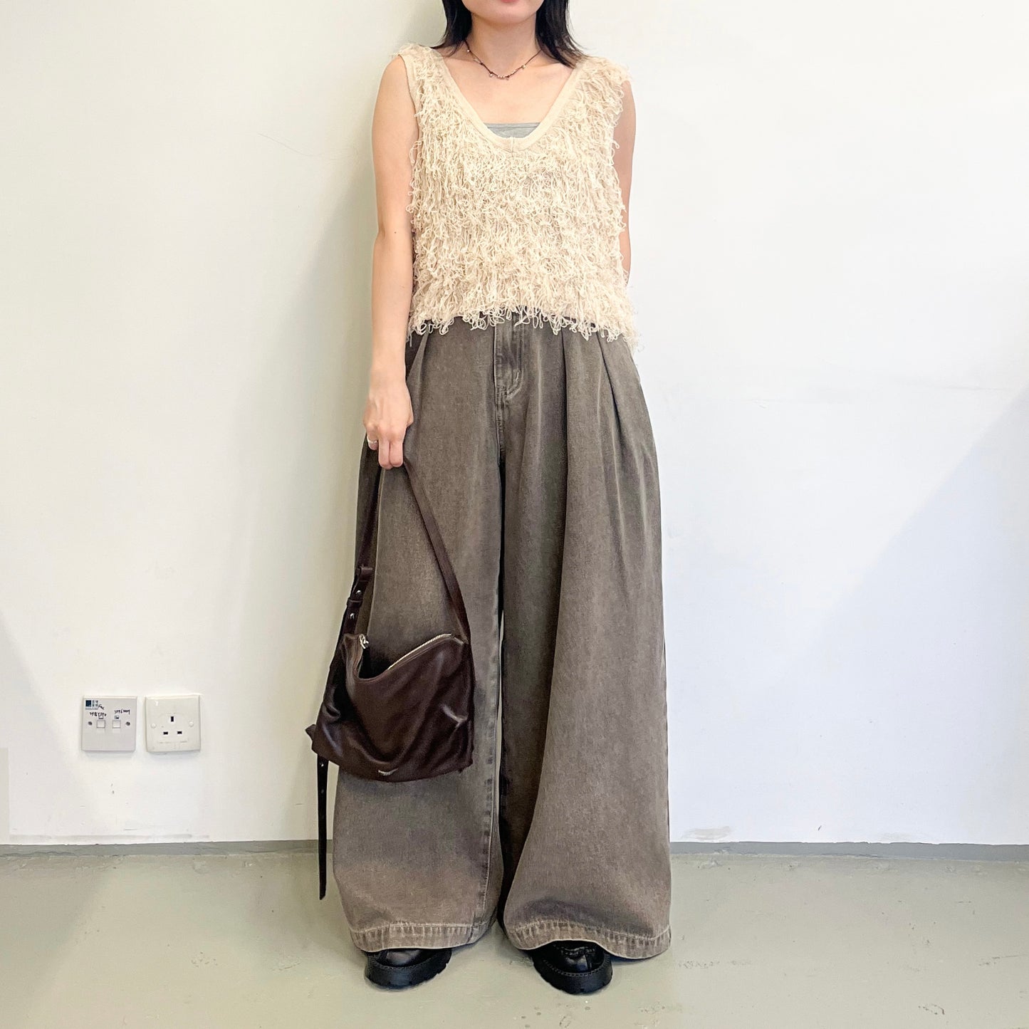 TP661- Boucle Short Vest | Ivory | Brown | Black