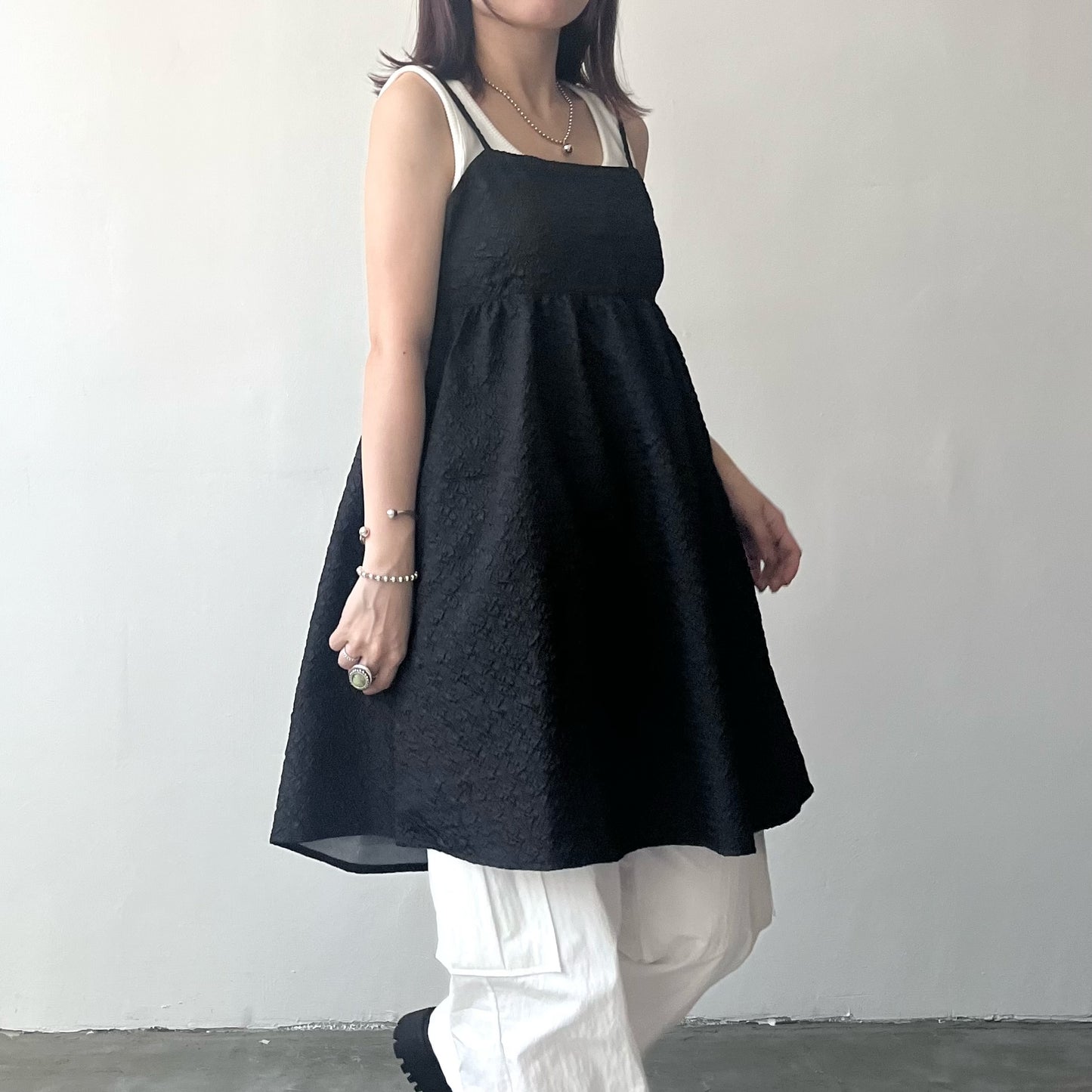 TP171- Fluffy Camisole long Cami | Ivory | Navy | Black