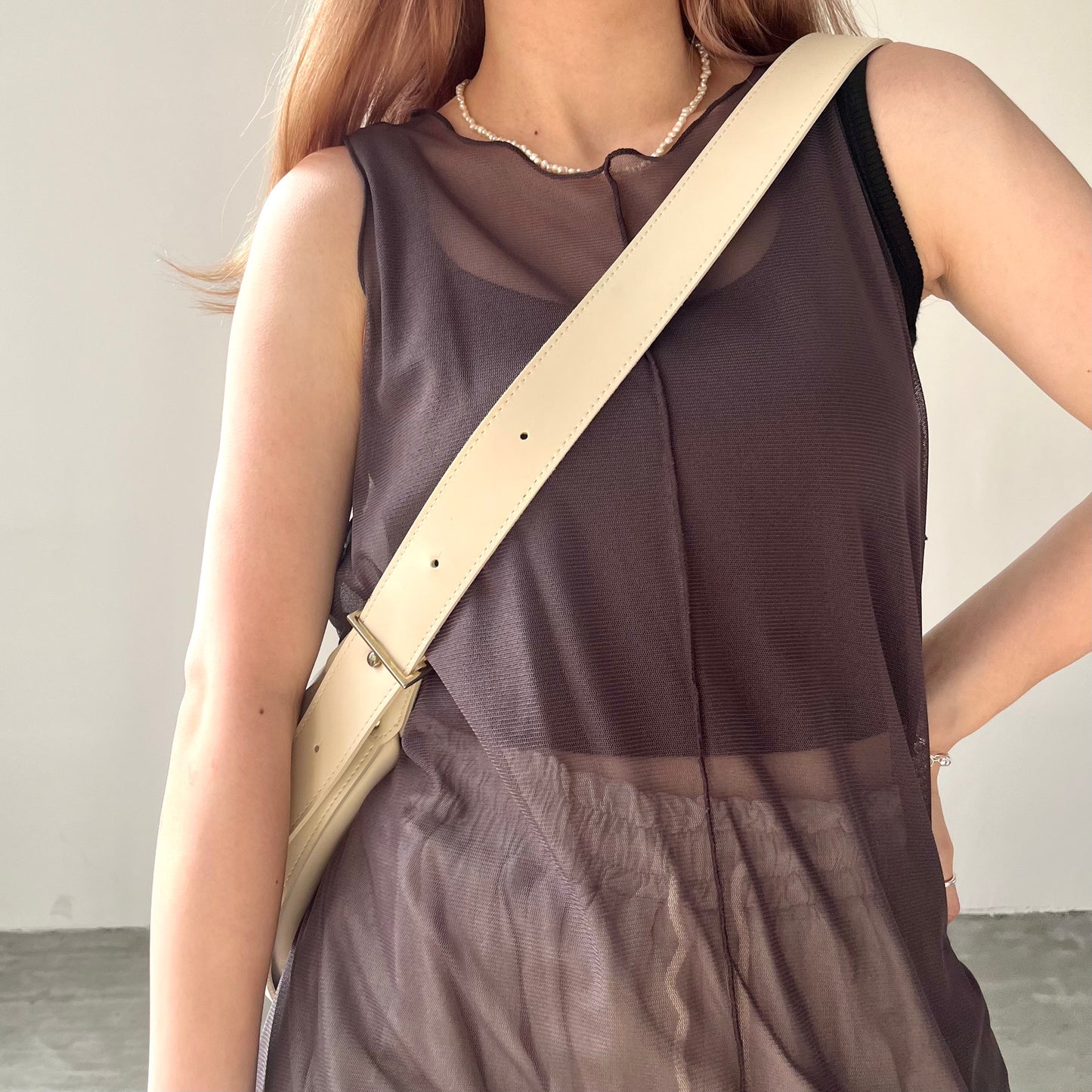OP31- See-through Vest One Piece | Khaki | Brown | Black