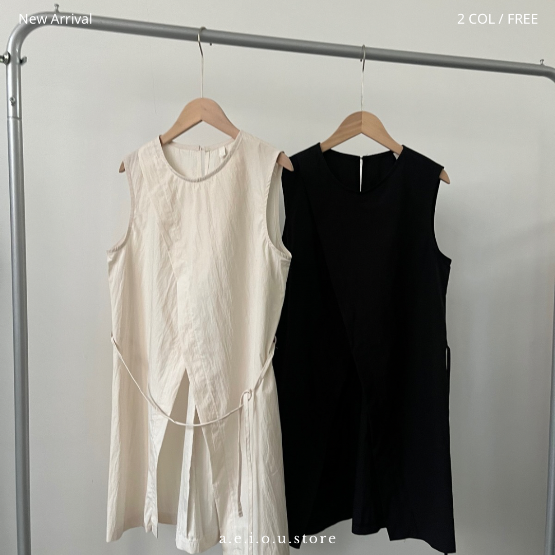 TP325- V-Line Shirt Vest | Ivory | Black