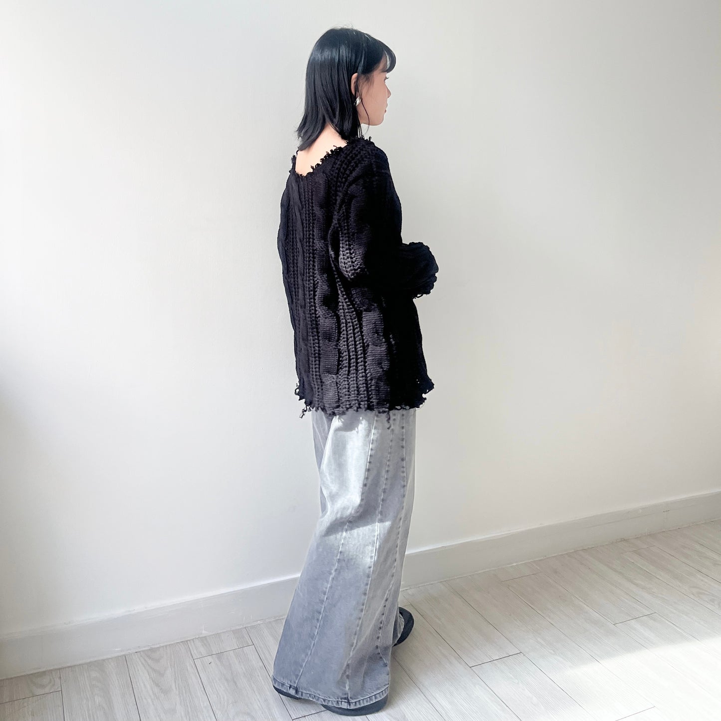 TP443- 破邊粗冷衫 | Ivory | Red | Grey | Black