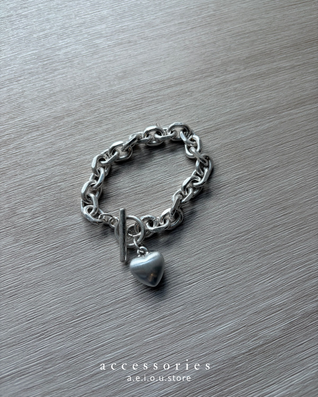 AC279- 亞面立體心心手鏈