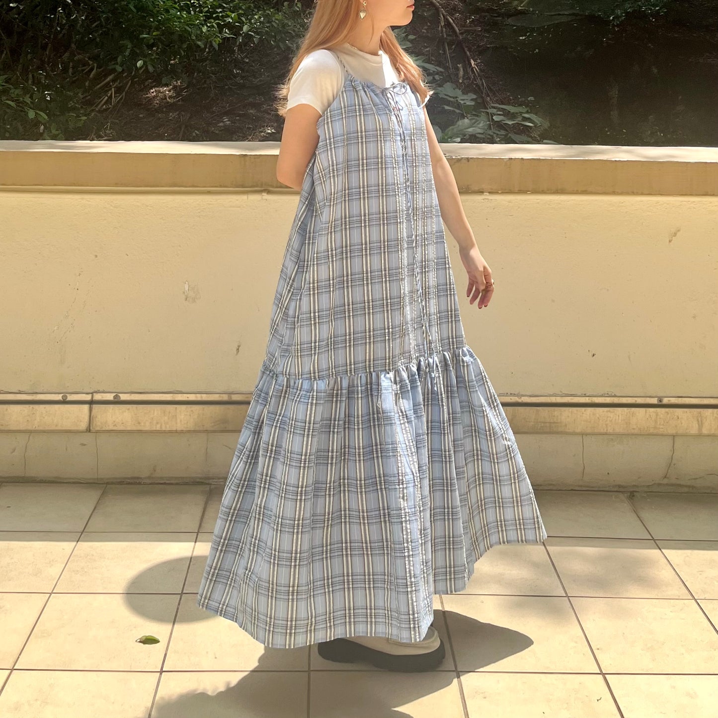 OP28- 2 Way Checked Dress | Yellow | Blue