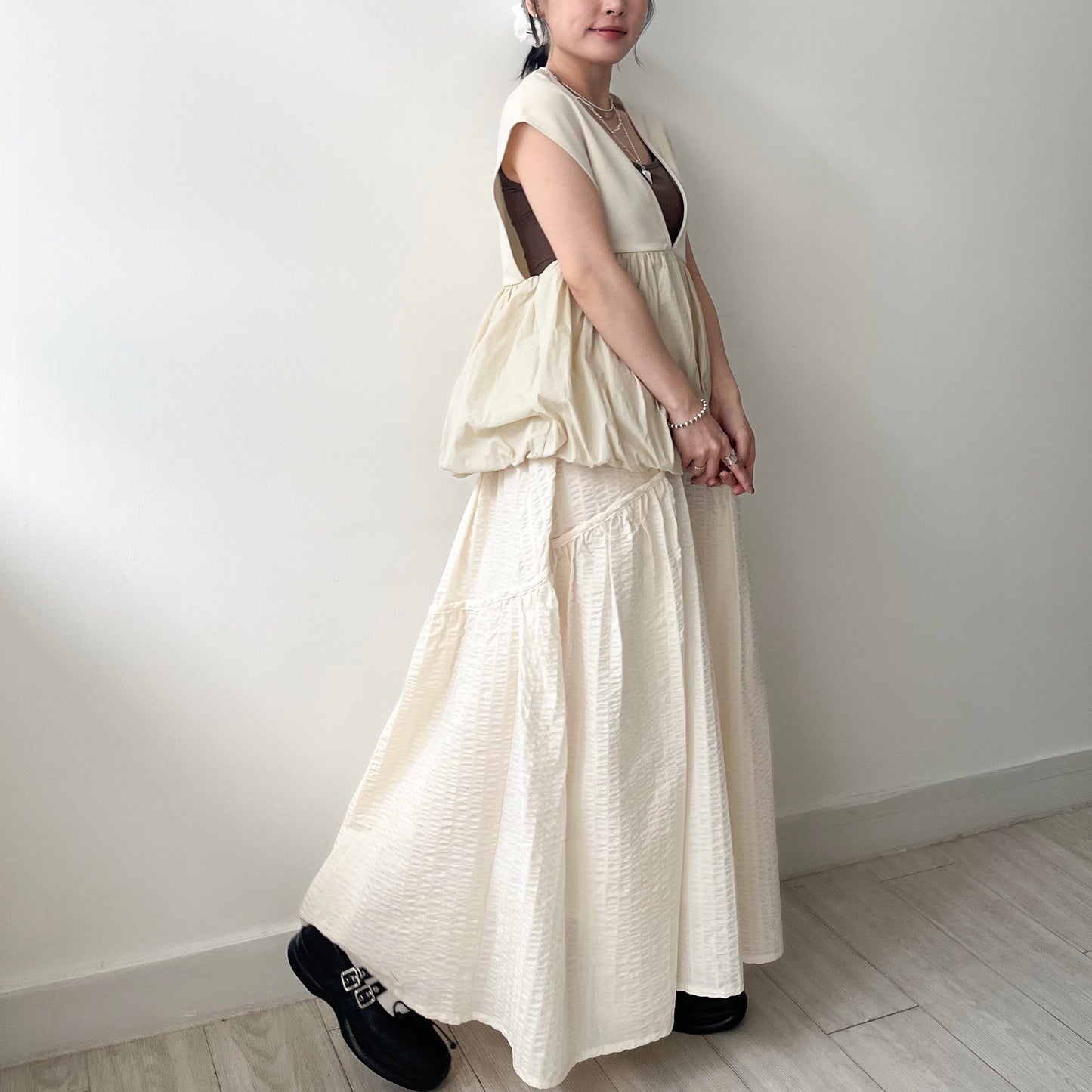 SK123- Flared Skirt | Ivory | Blue | Black