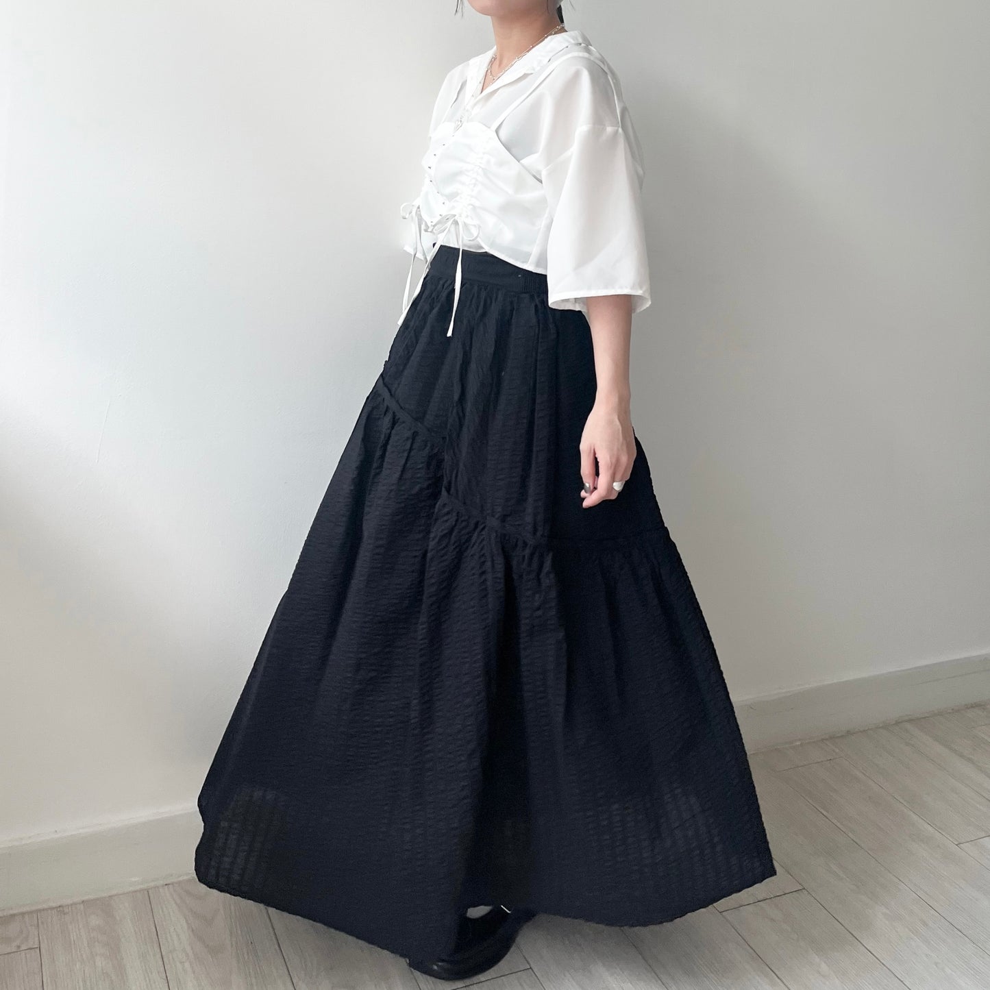SK123- Flared Skirt | Ivory | Blue | Black
