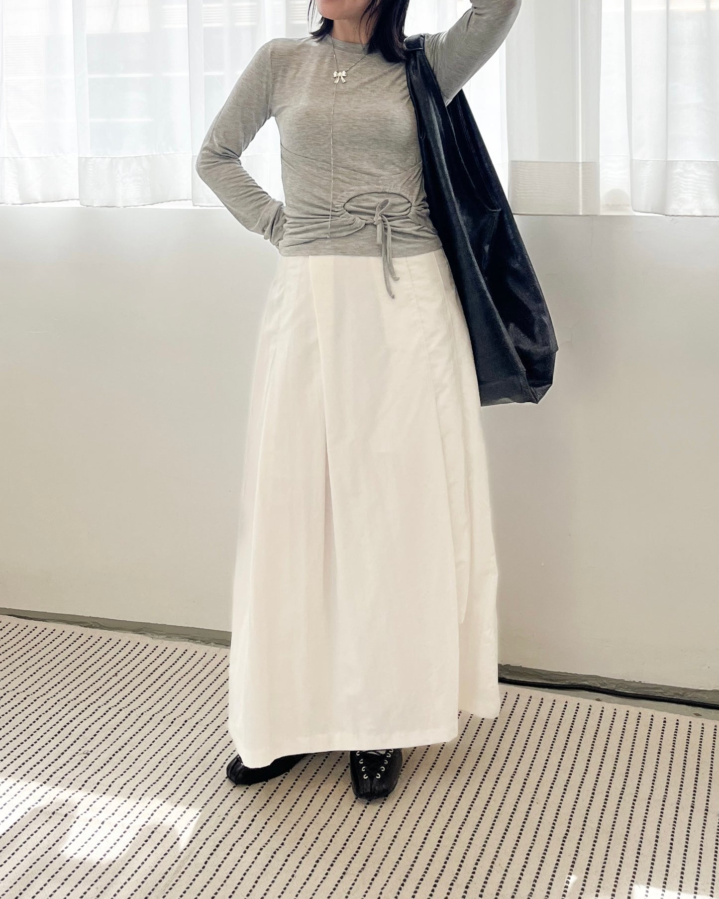 TP673- Circle Drawstring Top | White |Grey | Black