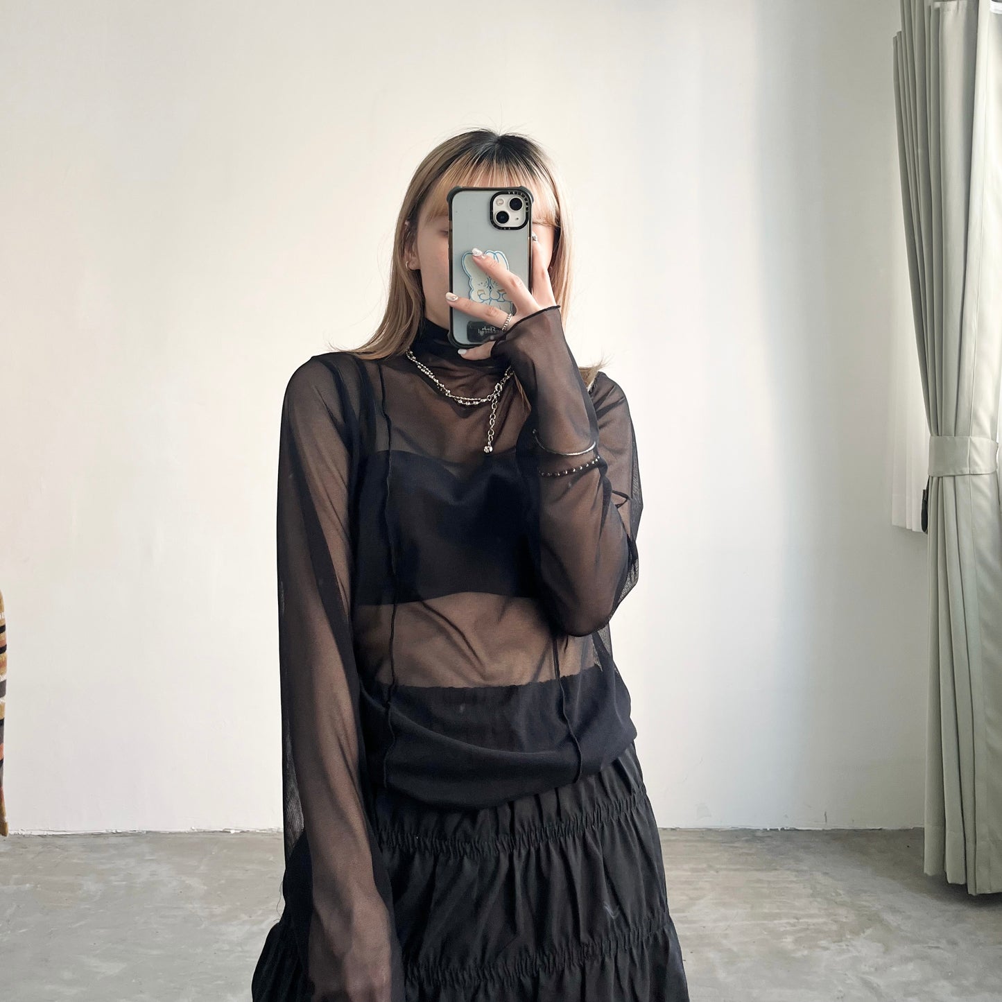 TP240- See-through layer Top | White | Grey | Black