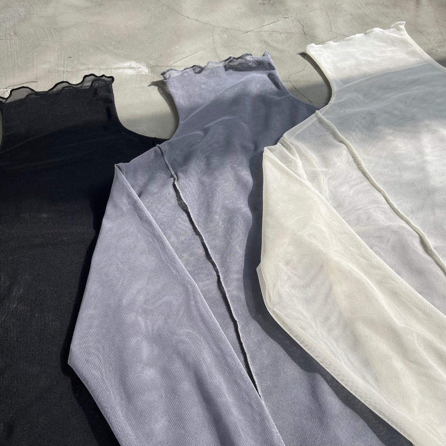 TP240- See-through layer Top | White | Grey | Black