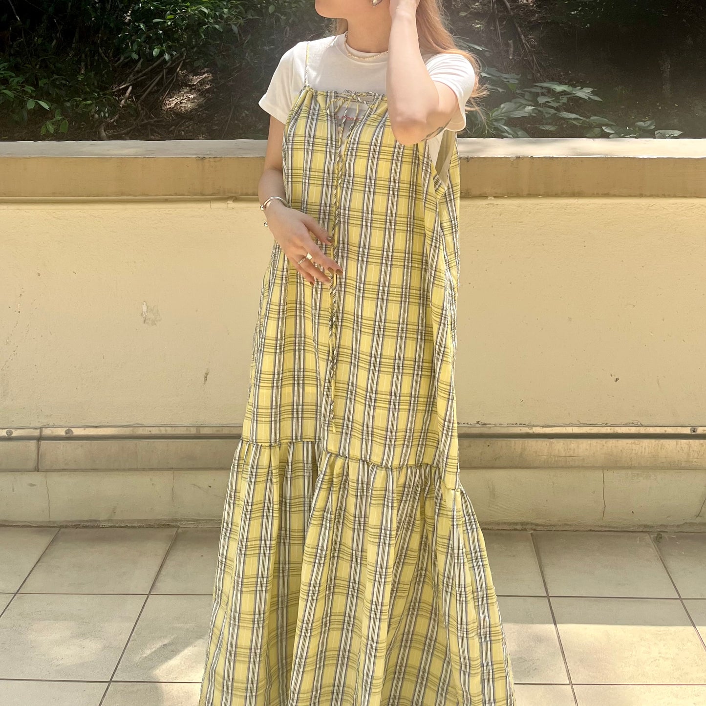 OP28- 2 Way Checked Dress | Yellow | Blue