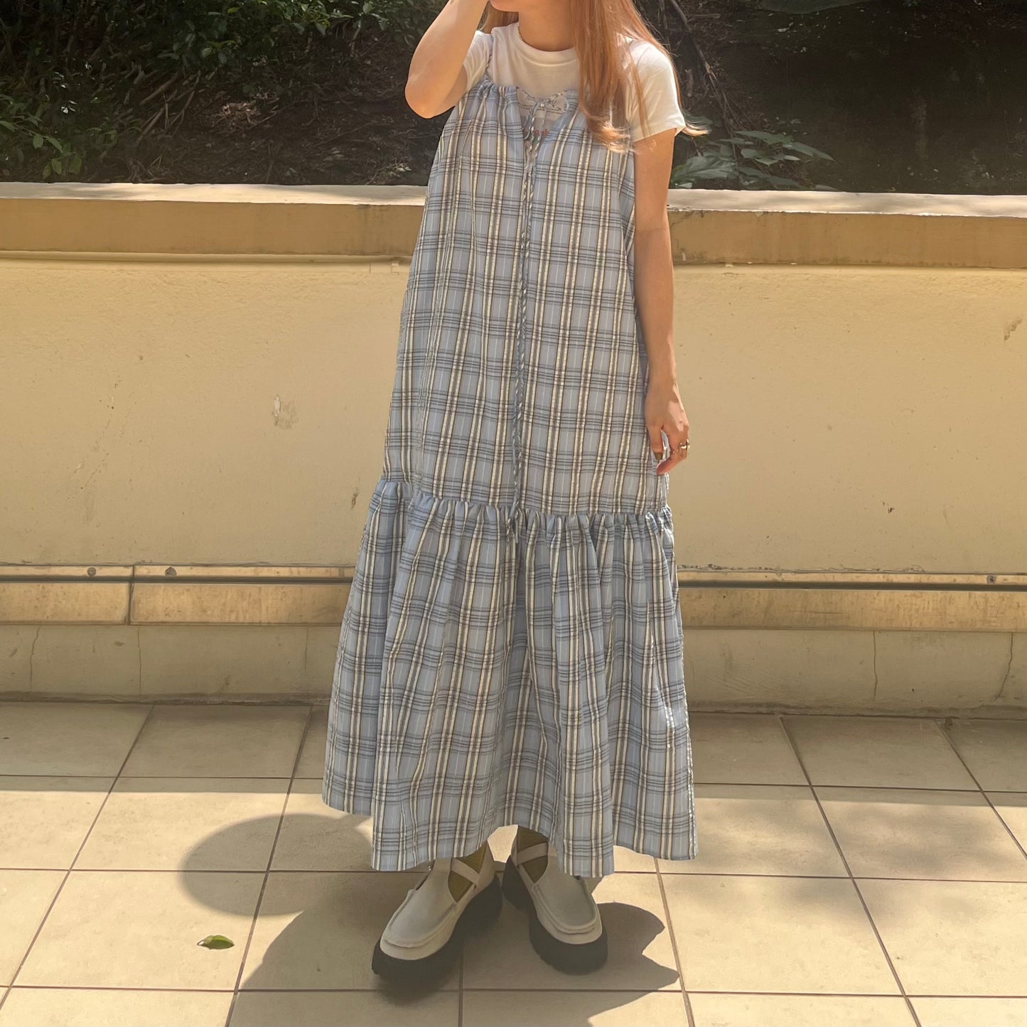 OP28- 2 Way Checked Dress | Yellow | Blue