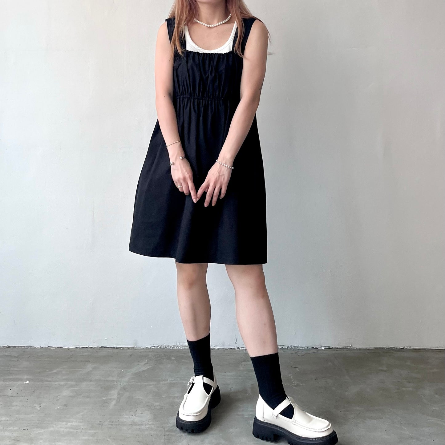 OP34- Thick Shoulder Straps Dress | White | Black