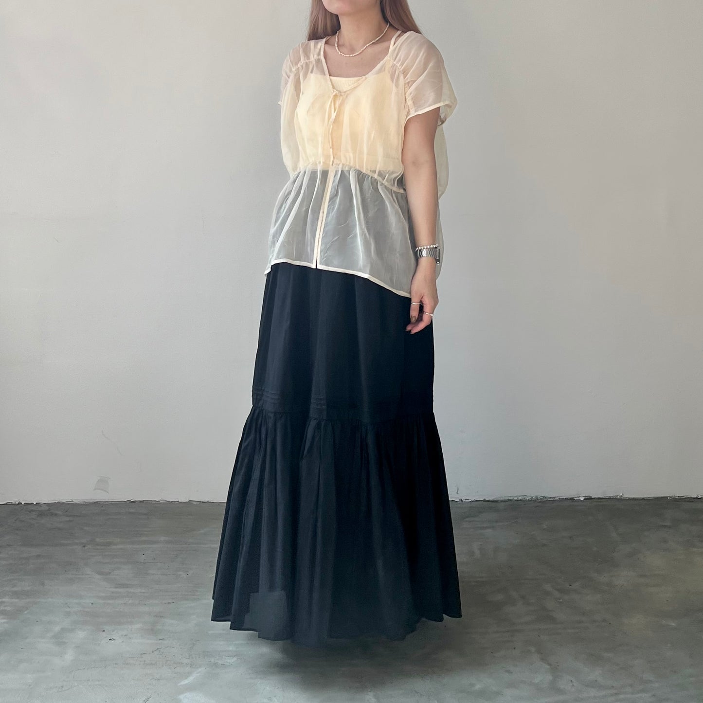 SK31- Cotton Flare Skirt | White | Black