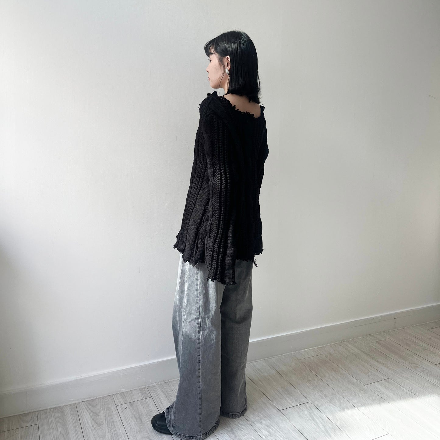 TP443- 破邊粗冷衫 | Ivory | Red | Grey | Black