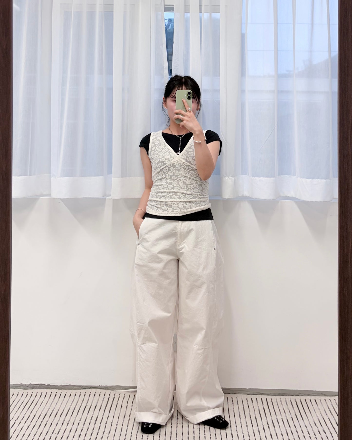 PT112- 薄身直腳褲 | White |Navy | Light Grey | Beige ( S / M / L )