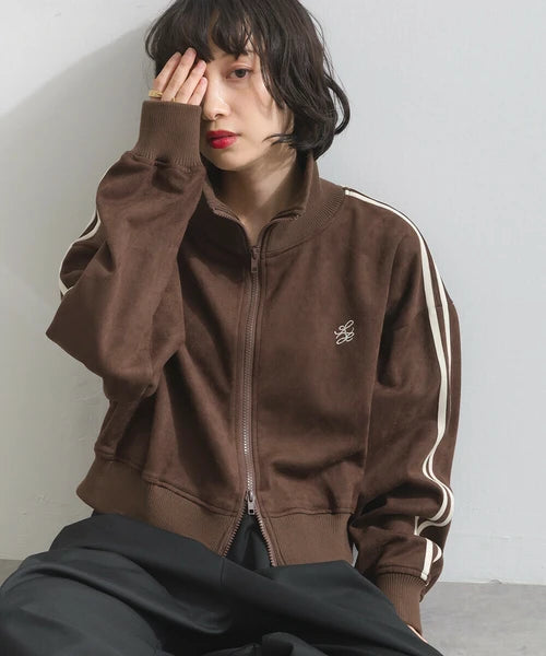 JK33- Cropped Track Jacket | Ivory | Brown | Charcoal