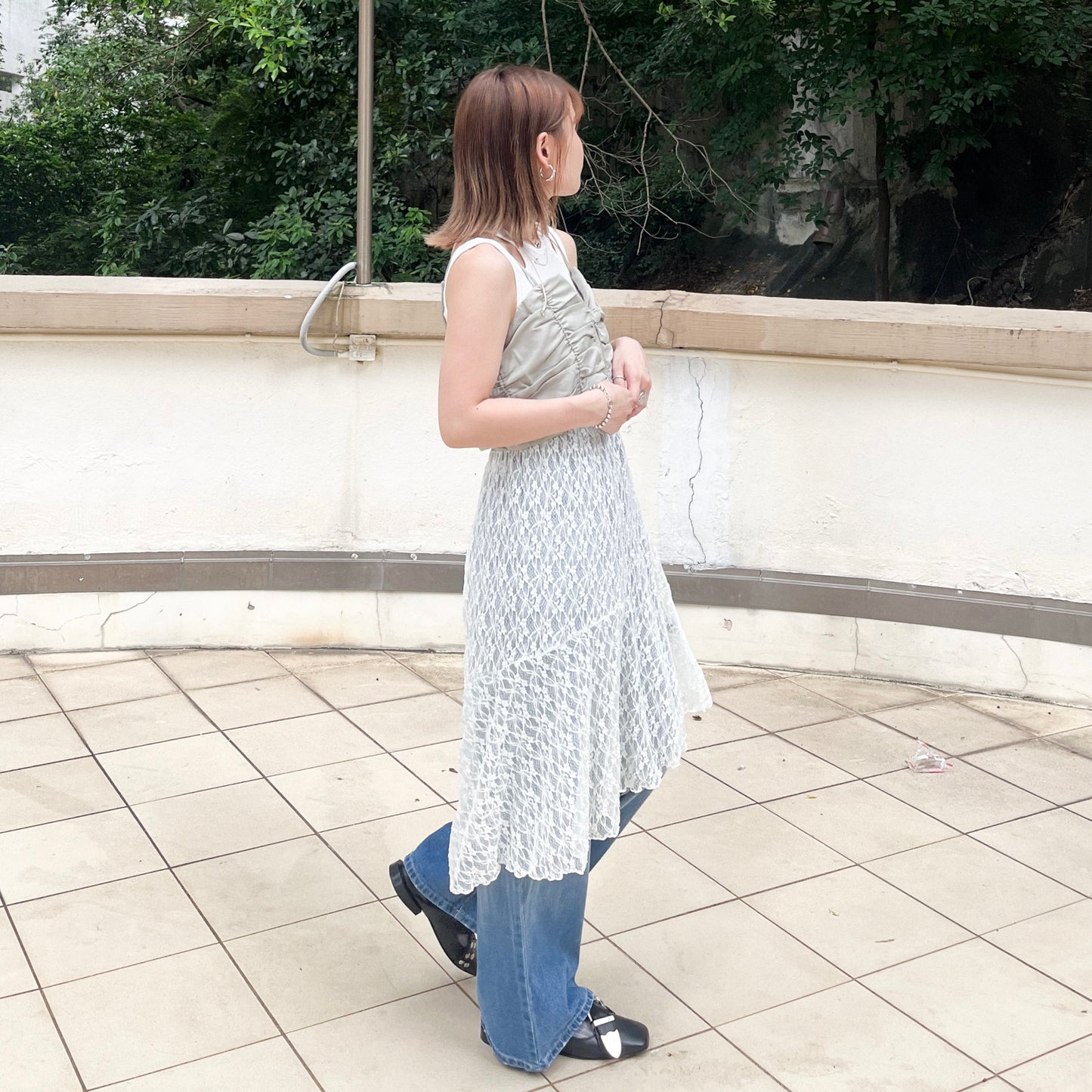 SK88- Laces Top / Skirt | White | Black