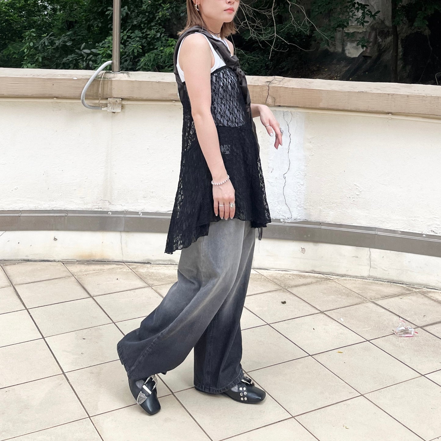 SK88- Laces Top / Skirt | White | Black