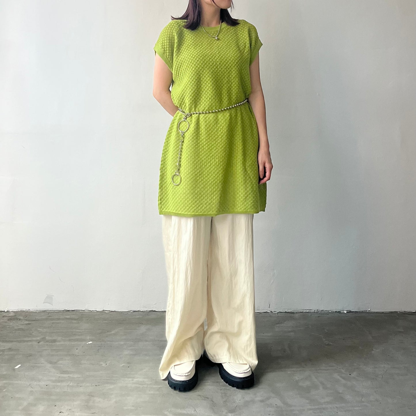 TP169 - Knitwear Vest | Ivory | Green
