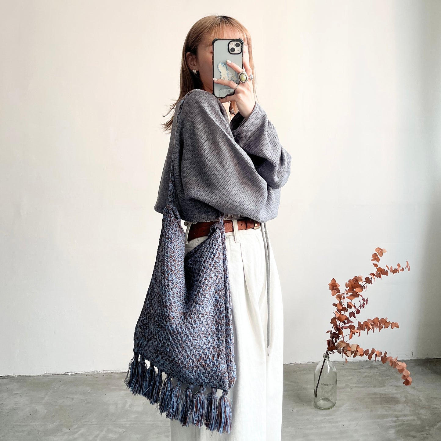 BG24- 2 Way Knitted Bag | Blue | Khaki