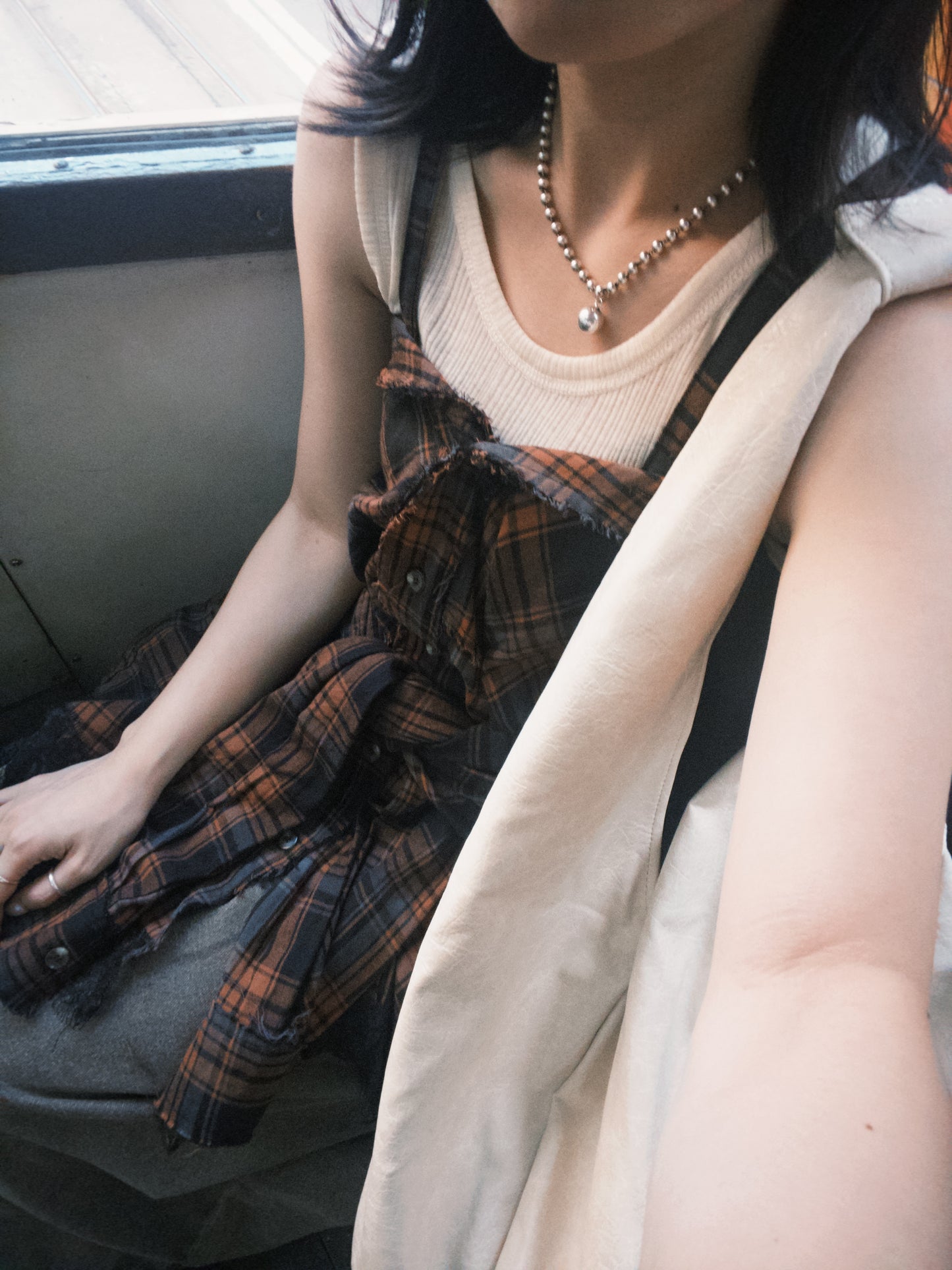 "早鳥優惠" TP650- 4 way超美格仔Lace Shirt | Navy | Brown